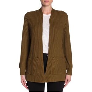 MADEWELL Nolan Ribbed Cardigan In Asparagus